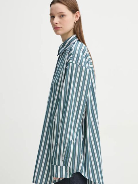 Remain koszula bawełniana damska kolor zielony relaxed z kołnierzykiem klasycznym 5023533030