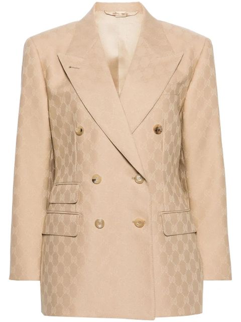 Gucci GG-jacquard double-breasted blazer - Neutrals - zdjęcie produktu nr 1