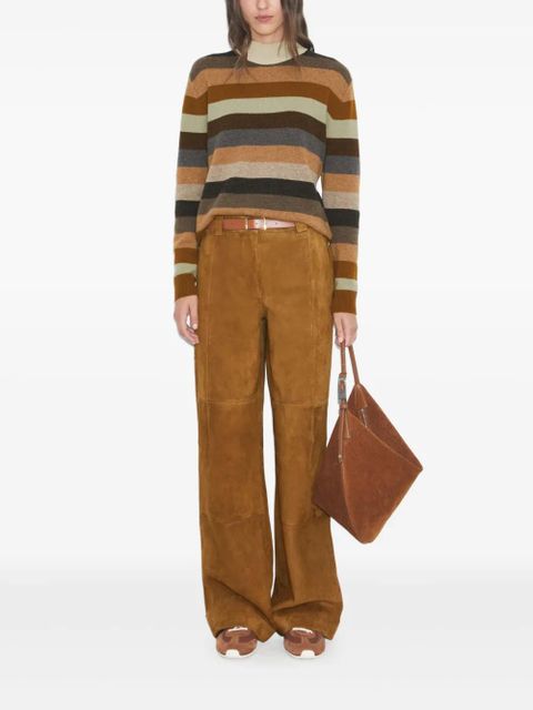 Tory Burch suede panelled trousers - Brown