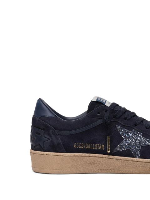 Golden Goose Ball Star in dark blue suede with dark blue glitter star sneakers