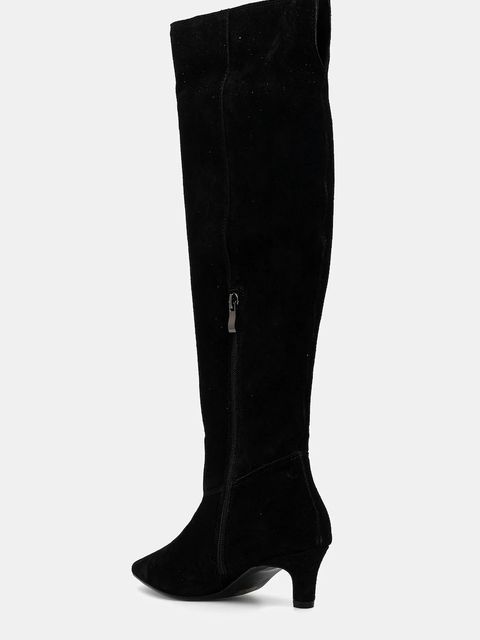 Answear.LAB kozaki zamszowe kolor czarny na szpilce