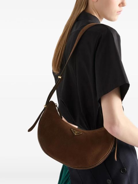 Prada Arqué small nubuck leather bag - Brown