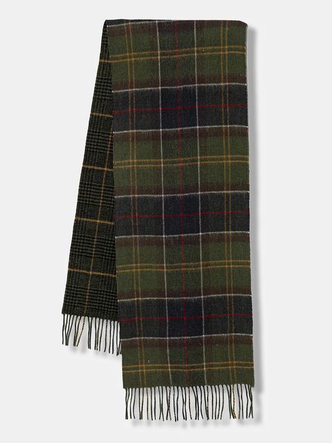 Barbour szalik wełniany kolor zielony wzorzysty USC0401 - zdjęcie produktu nr 1