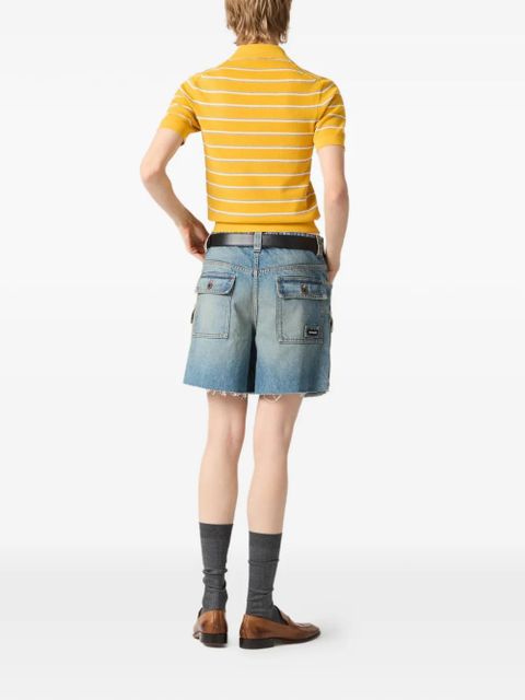 Miu Miu washed patch-pocket denim shorts - Blue