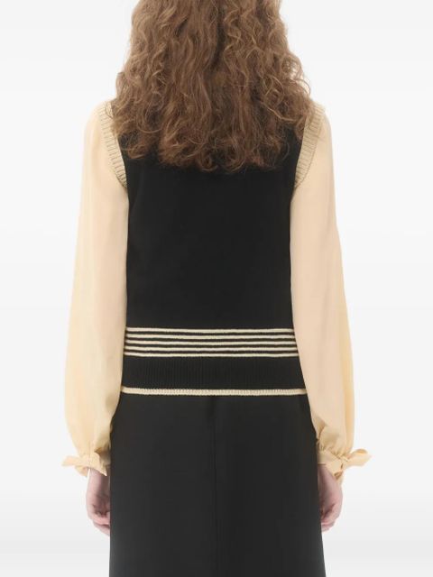 Valentino Garavani cat-motif stripe-detail vest - Black