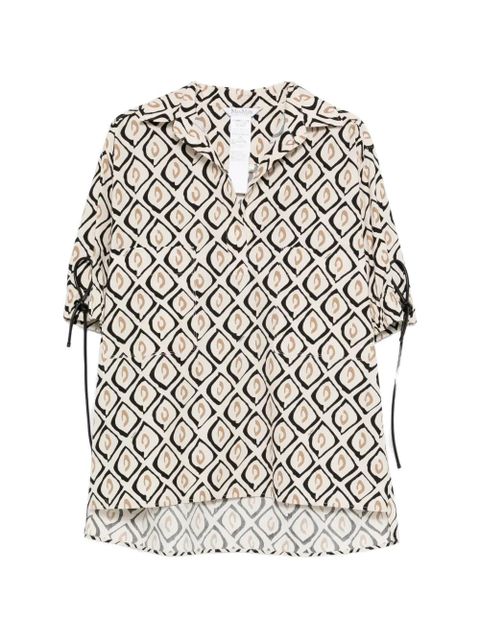 Max Mara Mxmecru tie-detail patterned blouse - Neutrals - zdjęcie produktu nr 1