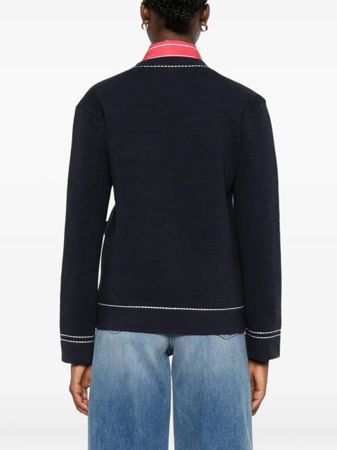 Maje contrast-stitch cardigan - Blue