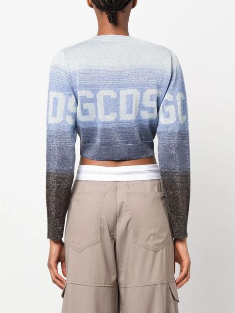 GCDS intarsia-knit logo cropped jumper - Blue