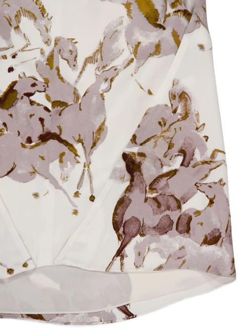 Altuzarra Sleary horse-print cowl-neck top - White