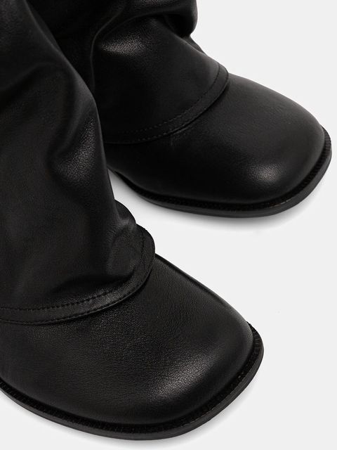 Naked Wolfe kozaki skórzane Anchor damskie kolor czarny na płaskim obcasie lekko ocieplone Anchor Black Leather