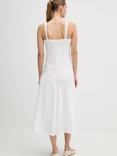 Dkny sukienka lniana kolor biały midi rozkloszowana P5JNCD88