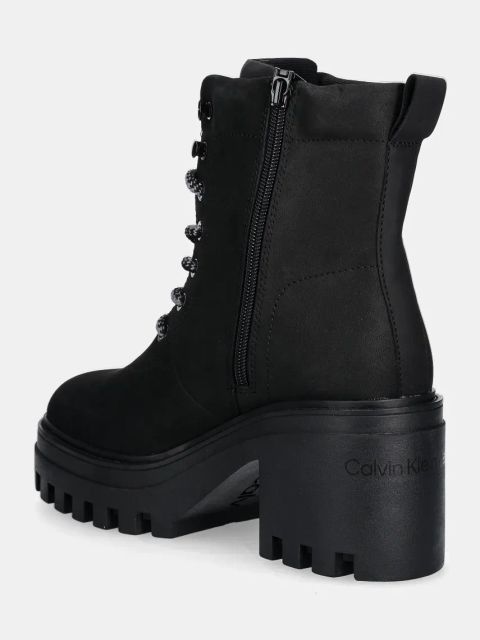 Calvin Klein Jeans botki CHUNKY HEELED ZIP BOOT LTH damskie kolor czarny na słupku YW0YW01548
