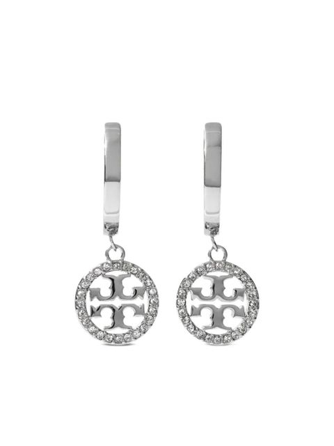 Tory Burch crystal-embellished hoop earrings - Silver - zdjęcie produktu nr 1
