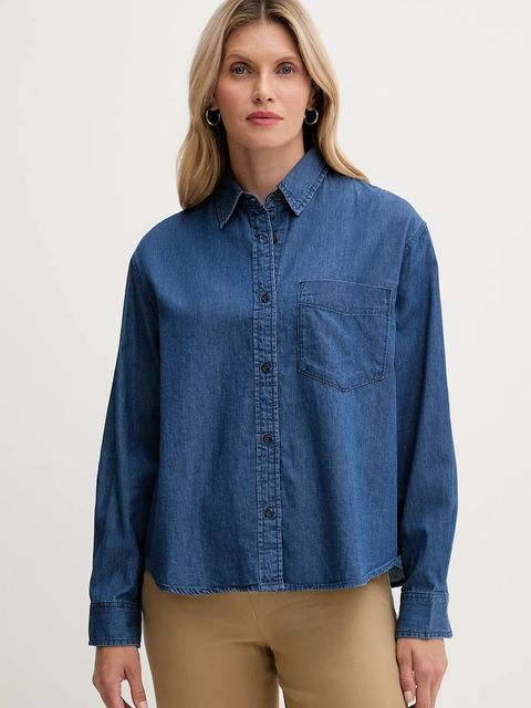 United Colors of Benetton koszula jeansowa damska kolor niebieski regular z kołnierzykiem klasycznym 5DHJDQ0CJ - zdjęcie produktu nr 1