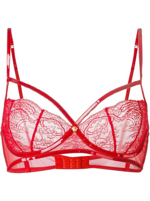 Versace 'Peek-a-Boo' scalloped lace bra - Red - zdjęcie produktu nr 1