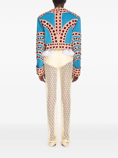 DRIES VAN NOTEN embroidered cropped jacket - Blue