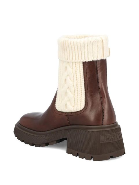 Jimmy Choo knit-trim leather boots - Brown