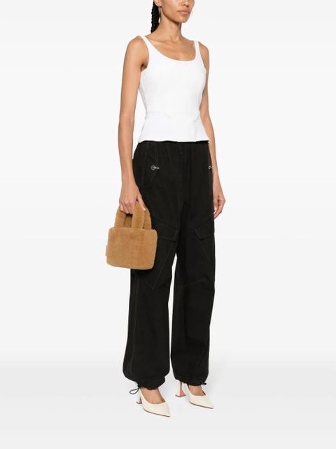 Amina Muaddi Amini Giuly shearling tote bag - Brown - zdjęcie produktu nr 2