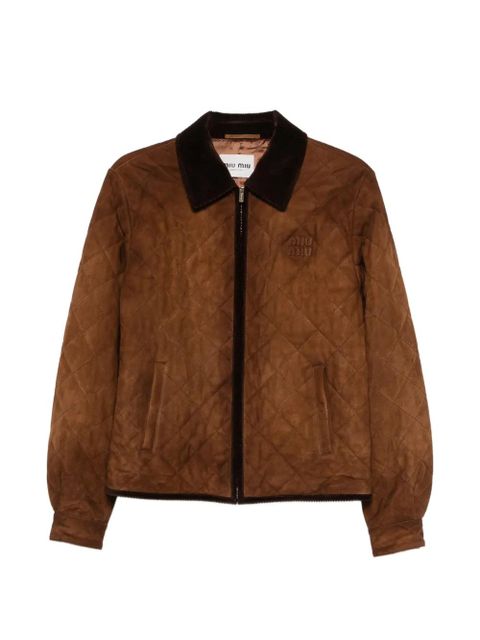 Miu Miu quilted-design corduroy-collar jacket - Brown - zdjęcie produktu nr 1