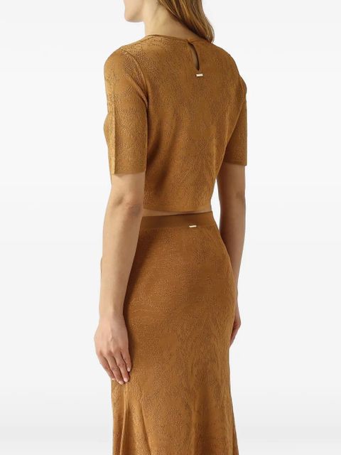 TWINSET pointelle-knit damask-pattern skirts - Brown