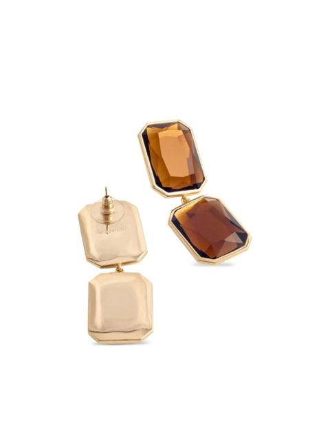 Self-Portrait tiered amber-crystals earrings - Orange