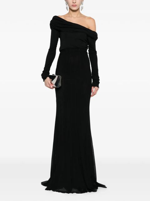 Blumarine off-shoulder long-sleeve maxi dress - Black - zdjęcie produktu nr 1