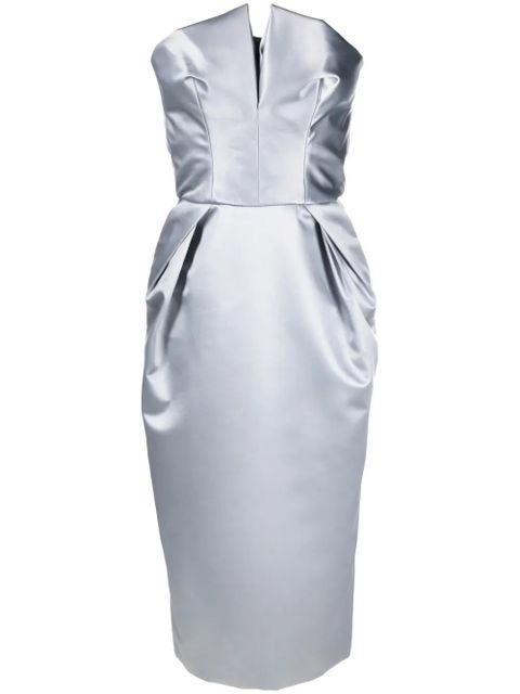 Maison Margiela Cintzed satin midi dress - Blue - zdjęcie produktu nr 1