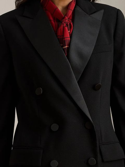 Lauren Ralph Lauren marynarka kolor czarny dwurzędowa gładka 200979959