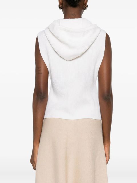 Max Mara zip-up sleeveless hoodie - White
