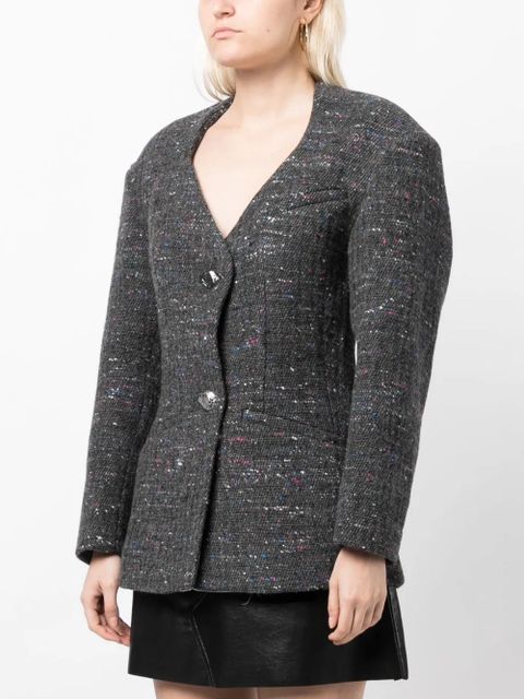 GANNI fitted wool-blend blazer - Grey
