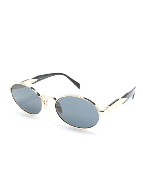 Prada Eyewear logo-engraved oval-frame sunglasses - Gold - zdjęcie produktu nr 2