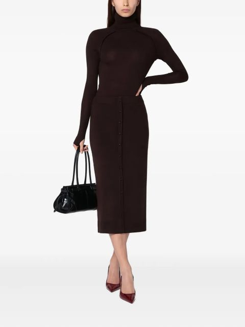 Victoria Beckham button-front knitted midi skirt - Brown - zdjęcie produktu nr 2