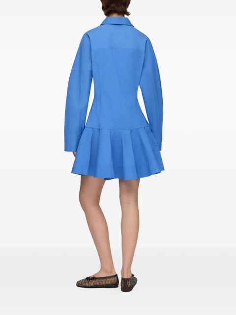 GANNI ruffled-hem shirt dress - Blue