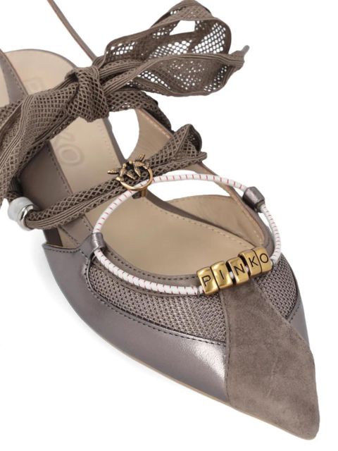 PINKO point-toe ribbon-detail ballet flats - Brown