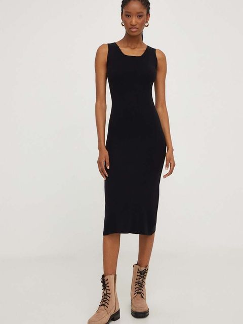 Answear Lab sukienka i kardigan kolor czarny