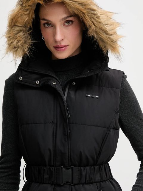 Pepe Jeans bezrękawnik puchowy kolor czarny zimowy PL4024335
