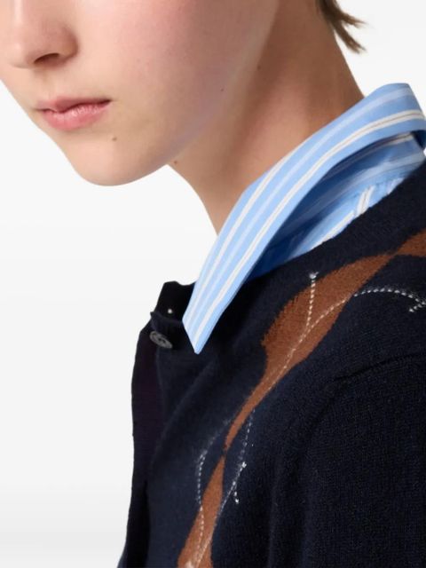 Miu Miu argyle intarsia-knit cardigan - Blue