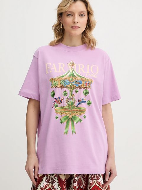 Farm Rio t-shirt bawełniany damski kolor różowy 354549 - zdjęcie produktu nr 1