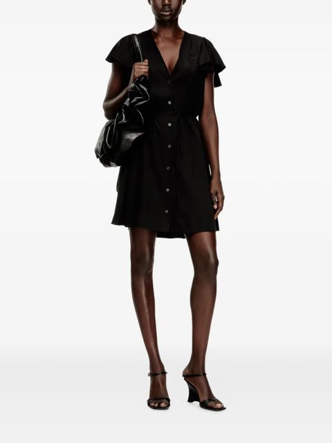 Diesel flutter-sleeve V-neck dress - Black