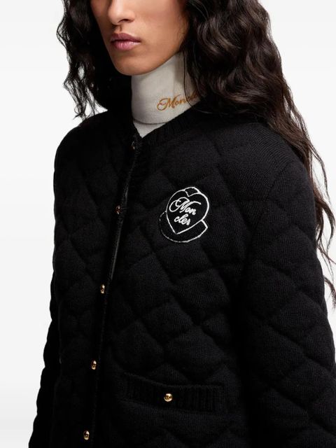 Moncler quilted heart-logo cardigan - Black