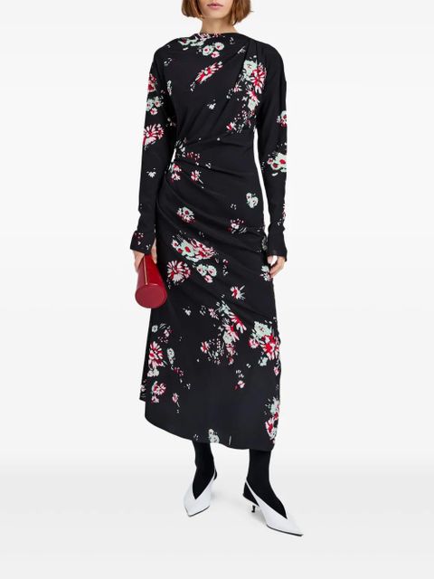 Proenza Schouler floral-print draped asymmetric day dress - Black - zdjęcie produktu nr 2