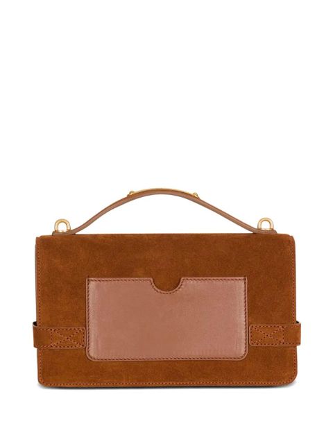 Balmain B-Buzz 24 suede shoulder bag - Brown