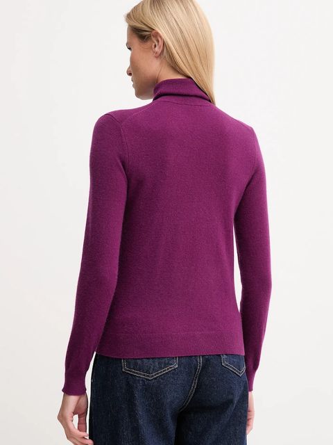 United Colors of Benetton sweter wełniany damski kolor fioletowy z golfem 1002D2348