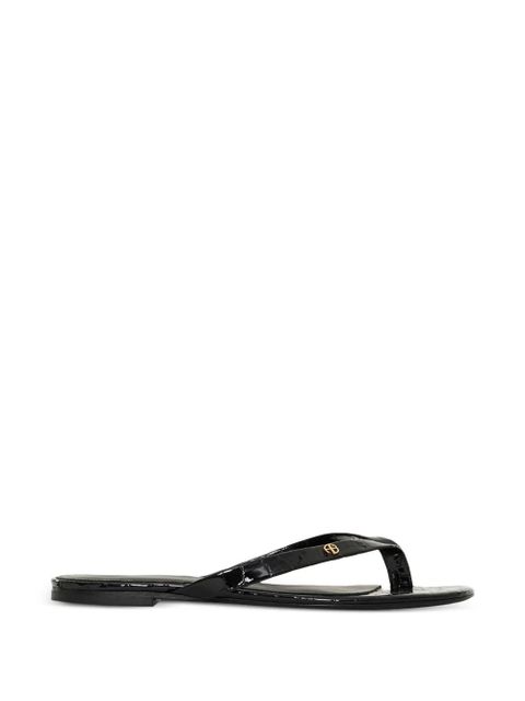 ANINE BING Noelle croc-embossed flat sandals - Black - zdjęcie produktu nr 1