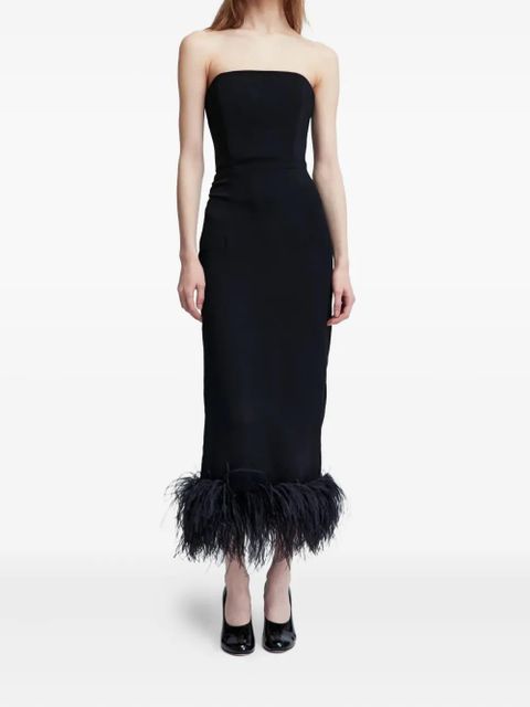 16Arlington Minelli feather-trim midi dress - Black
