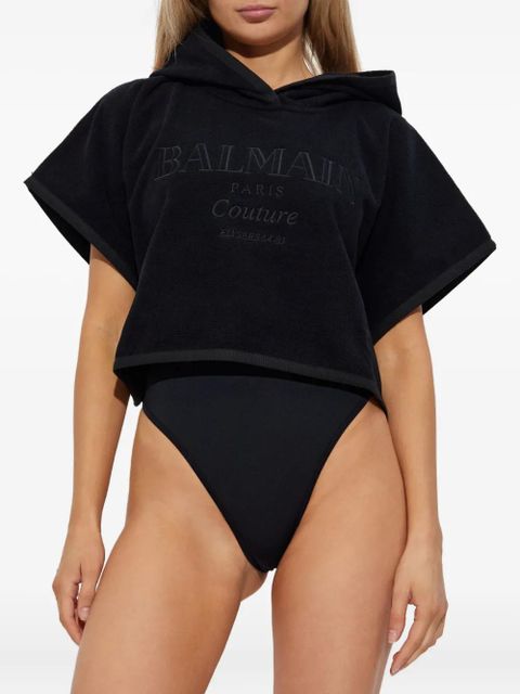 Balmain hooded cotton poncho - Black