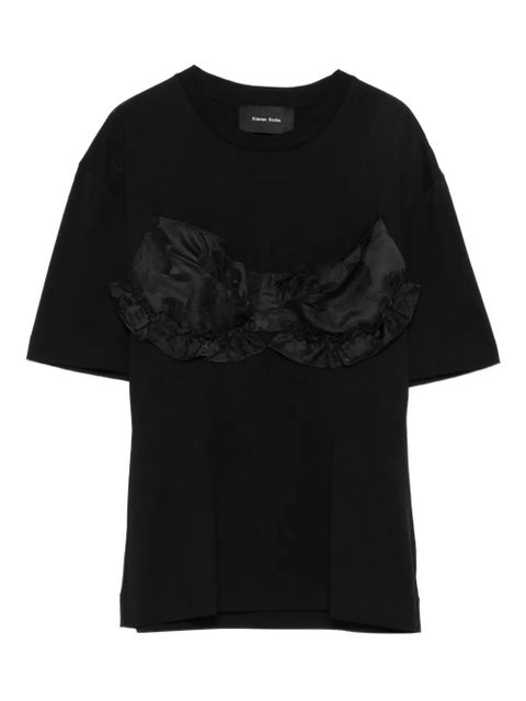 Simone Rocha ruffled satin-panel T-shirt - Black - zdjęcie produktu nr 1