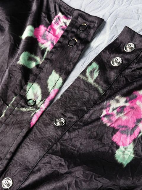 GANNI floral-print crinkled midi dress - Black