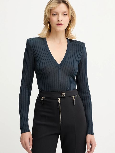 Elisabetta Franchi sweter damski kolor turkusowy lekki MK21S56E2 - zdjęcie produktu nr 1