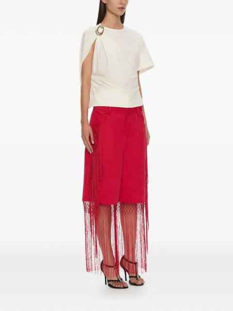 Christopher Esber macramé fringed corduroy trousers - Red